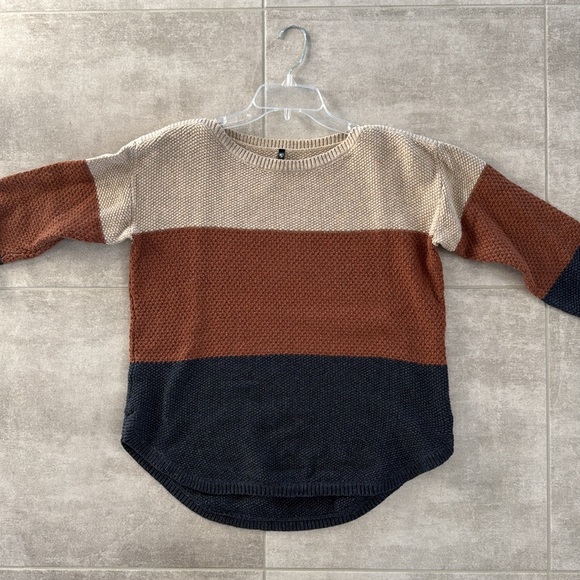 KUHL Bella Stripe Merino Wool Blend Knit Sweater-Blue/Brown/Tan- M - Picture 8 of 12